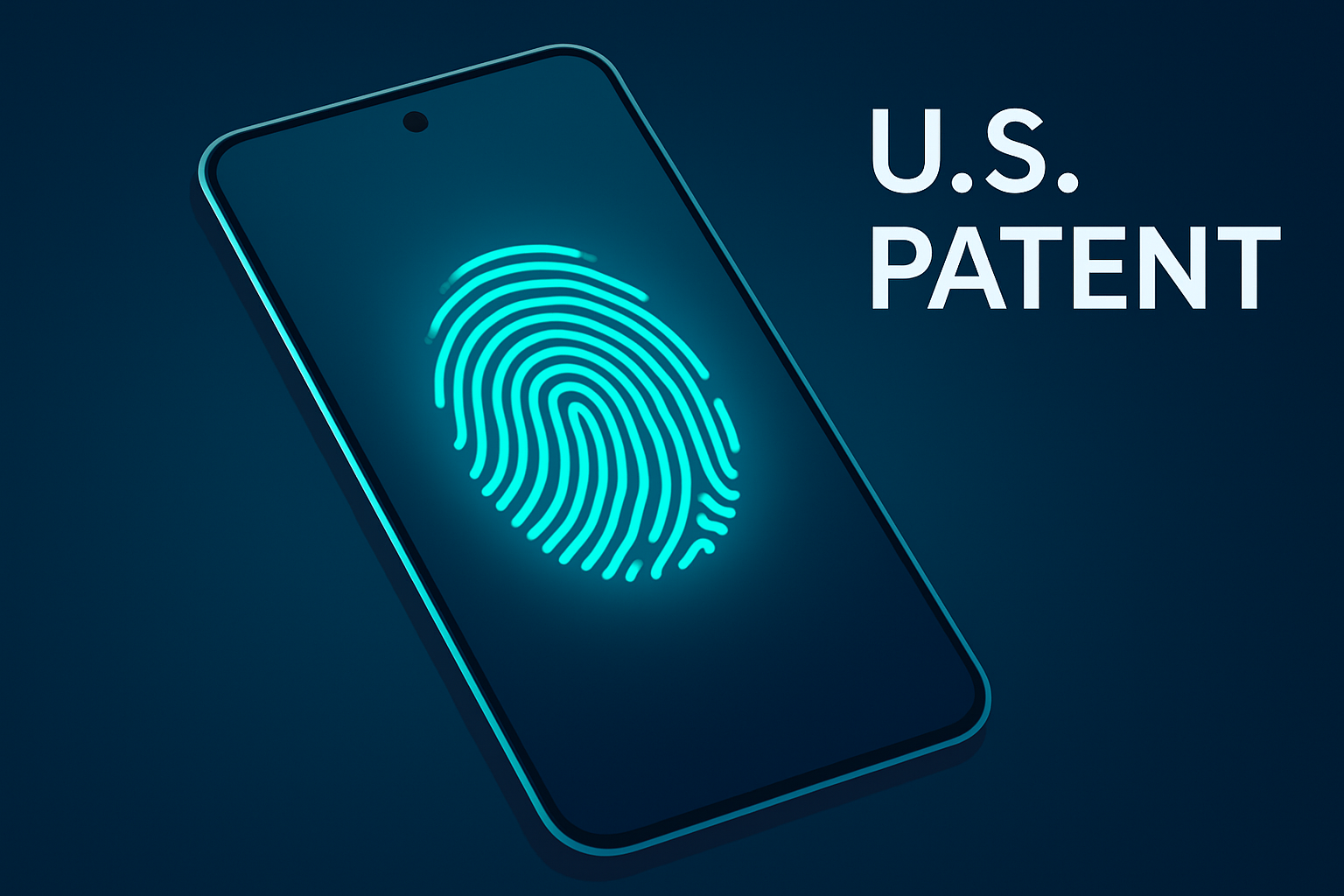 Full-screen fingerprint sensor concept showing biometric scan across entire smartphone display.