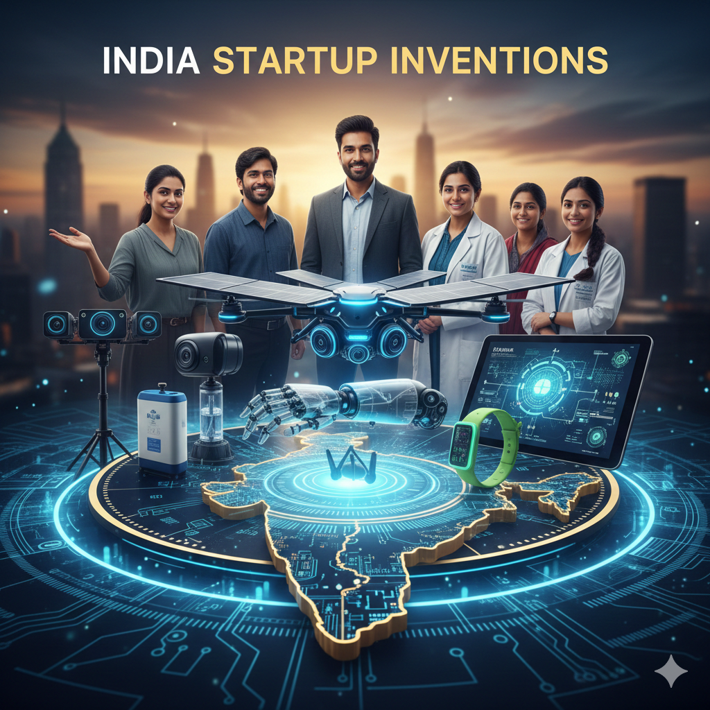 Fragile gold patent scroll on a precarious foundation, with the number 83% failure rate overlaid, symbolizing the optical illusion of India's startup patent filing surge.