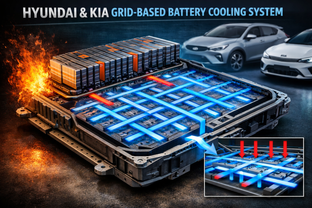 Hyundai Kia grid-based EV battery cooling patent illustration