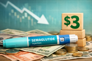 Semaglutide weight-loss injection pen representing cheaper generic obesity drugs after patent expiry