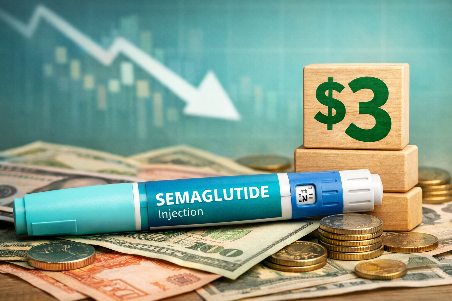 Semaglutide weight-loss injection pen representing cheaper generic obesity drugs after patent expiry