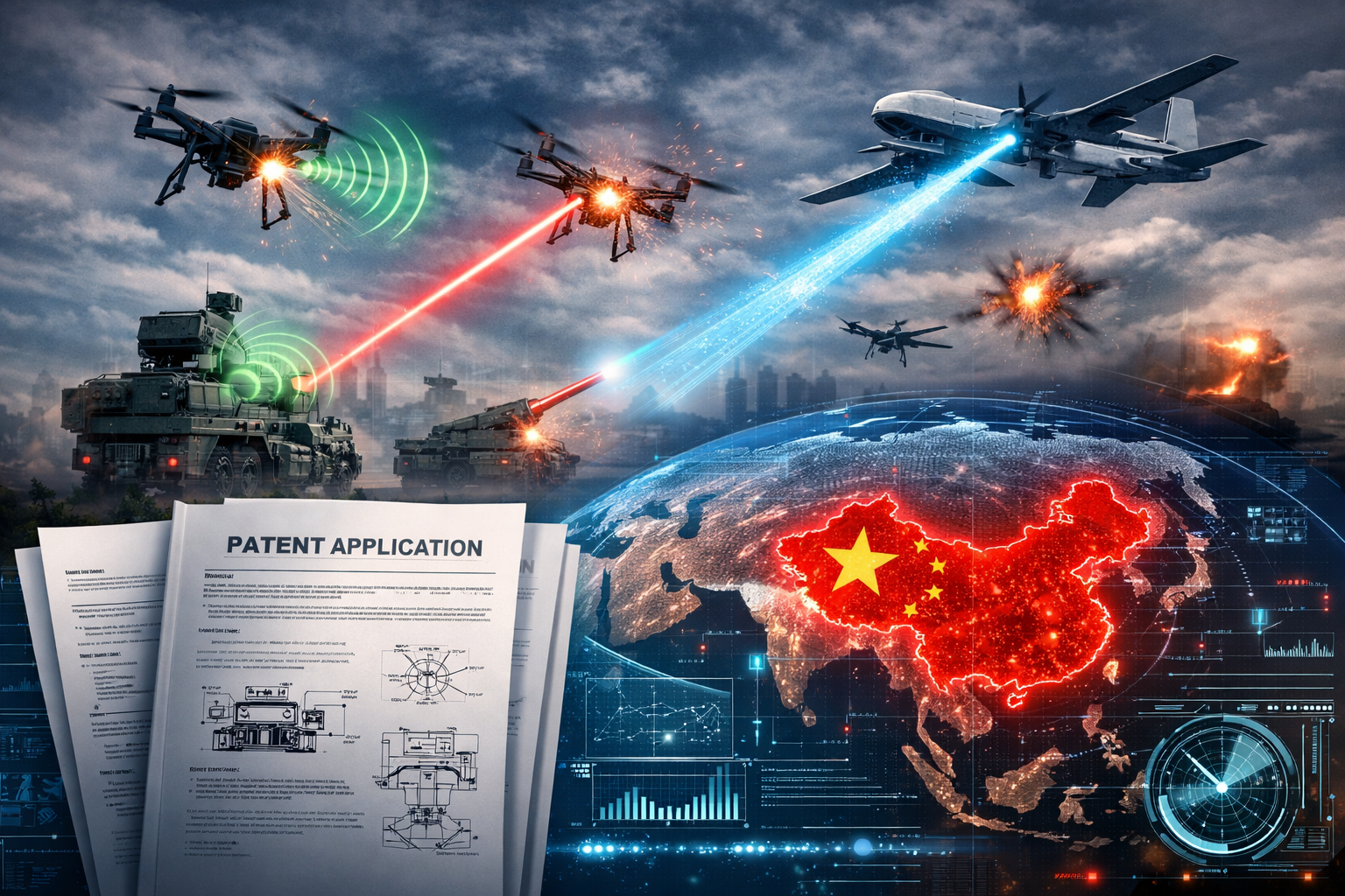 Anti-drone defense systems intercepting UAVs with lasers and electronic jamming technology