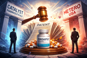 Catalyst Pharmaceuticals vs Hetero USA patent trial delay highlighting FIRDAPSE drug dispute and generic competition in US pharma market