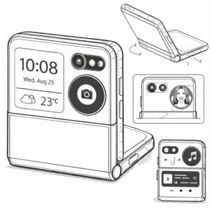 Samsung clamshell foldable smartphone patent showing dual cover display design